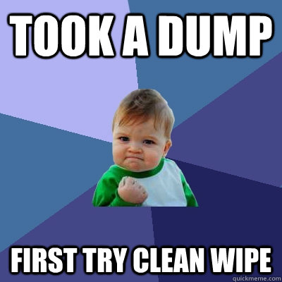 Took a dump first try clean wipe - Took a dump first try clean wipe  Success Kid