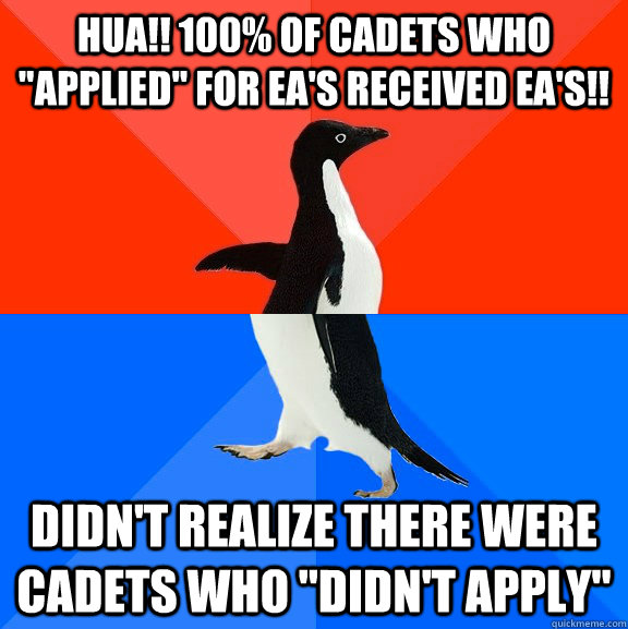 Hua!! 100% of cadets who 