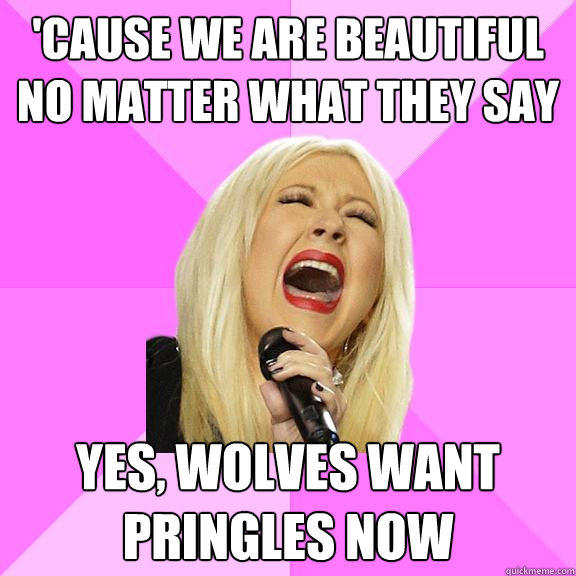 'Cause we are beautiful no matter what they say Yes, wolves want pringles now  Wrong Lyrics Christina