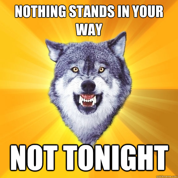 nothing stands in your way not tonight  Courage Wolf
