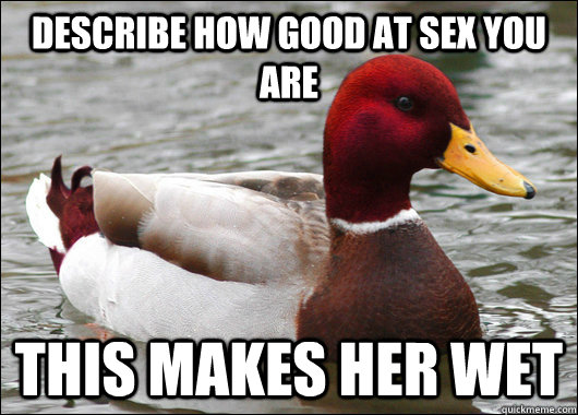 Describe How Good At Sex You Are  This makes her wet  Malicious Advice Mallard