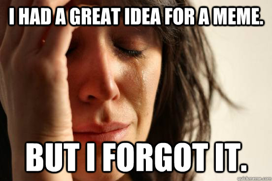 I had a great idea for a meme. but i forgot it.  First World Problems