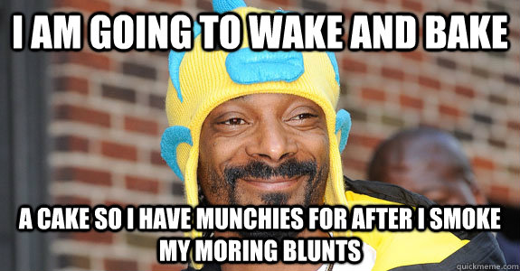 I am going to wake and bake A Cake so I have munchies for after I smoke my moring blunts - I am going to wake and bake A Cake so I have munchies for after I smoke my moring blunts  Misc