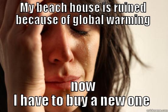 MY BEACH HOUSE IS RUINED BECAUSE OF GLOBAL WARMING NOW I HAVE TO BUY A NEW ONE  First World Problems