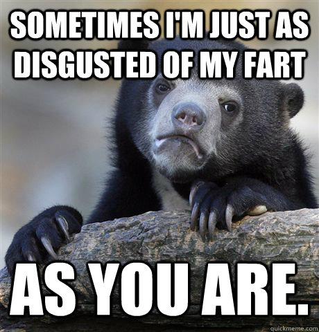 Sometimes I'm just as disgusted of my fart as you are.  Confession Bear