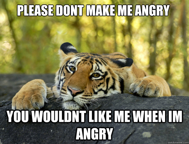 Please dont Make me angry you wouldnt like me when im angry - Please dont Make me angry you wouldnt like me when im angry  Confession Tiger