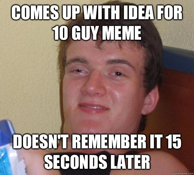 Comes up with idea for 10 guy meme Doesn't remember it 15 seconds later - Comes up with idea for 10 guy meme Doesn't remember it 15 seconds later  10 Guy