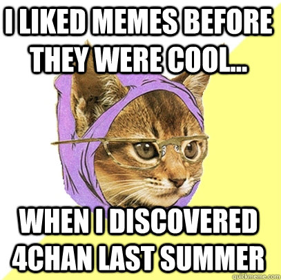 I liked memes before they were cool... When i discovered 4chan last summer  Hipster Kitty