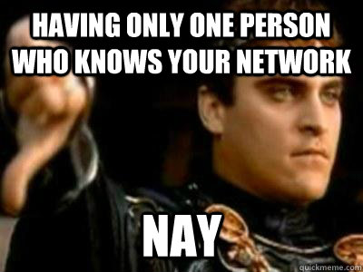 having only one person who knows your network Nay  Downvoting Roman