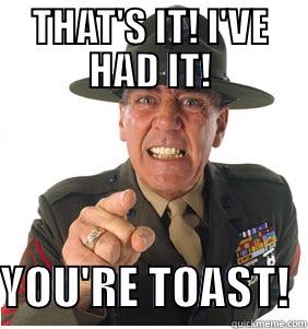 THAT'S IT! I'VE HAD IT!  YOU'RE TOAST!  Misc
