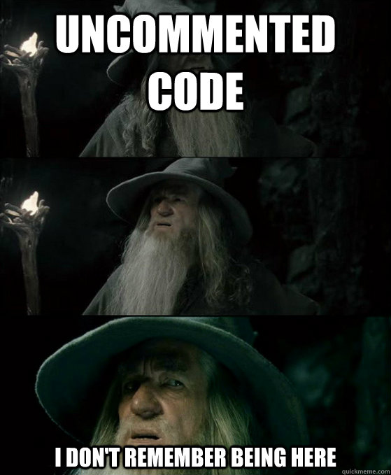 Uncommented Code I don't remember being here - Uncommented Code I don't remember being here  Confused Gandalf