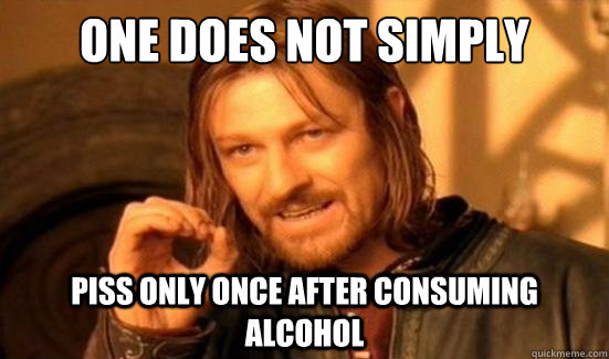 One Does Not Simply Piss only once after consuming alcohol  Boromir
