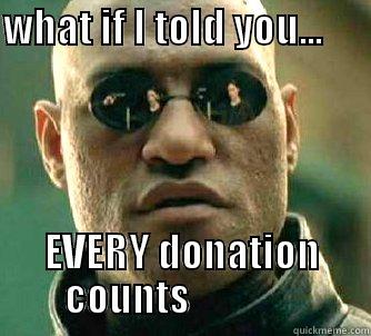 WHAT IF I TOLD YOU...           EVERY DONATION COUNTS               Matrix Morpheus