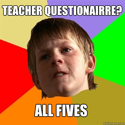 Teacher questionairre? All fives - Teacher questionairre? All fives  Angry School Boy