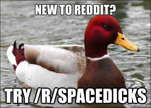 New to reddit? Try /r/spacedicks  Malicious Advice Mallard