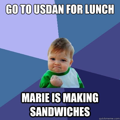 Go to usdan for lunch marie is making sandwiches  Success Kid