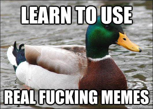 Learn to use real fucking memes  Actual Advice Mallard