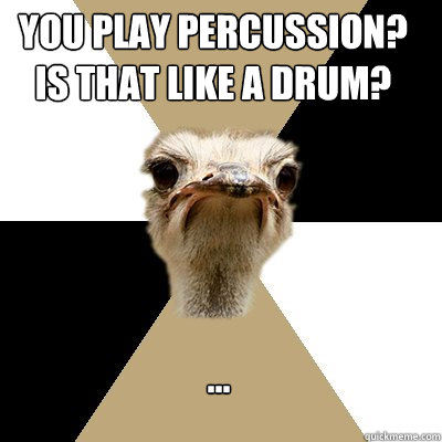 You Play Percussion? Is that like a drum? ... - You Play Percussion? Is that like a drum? ...  Music Major Ostrich