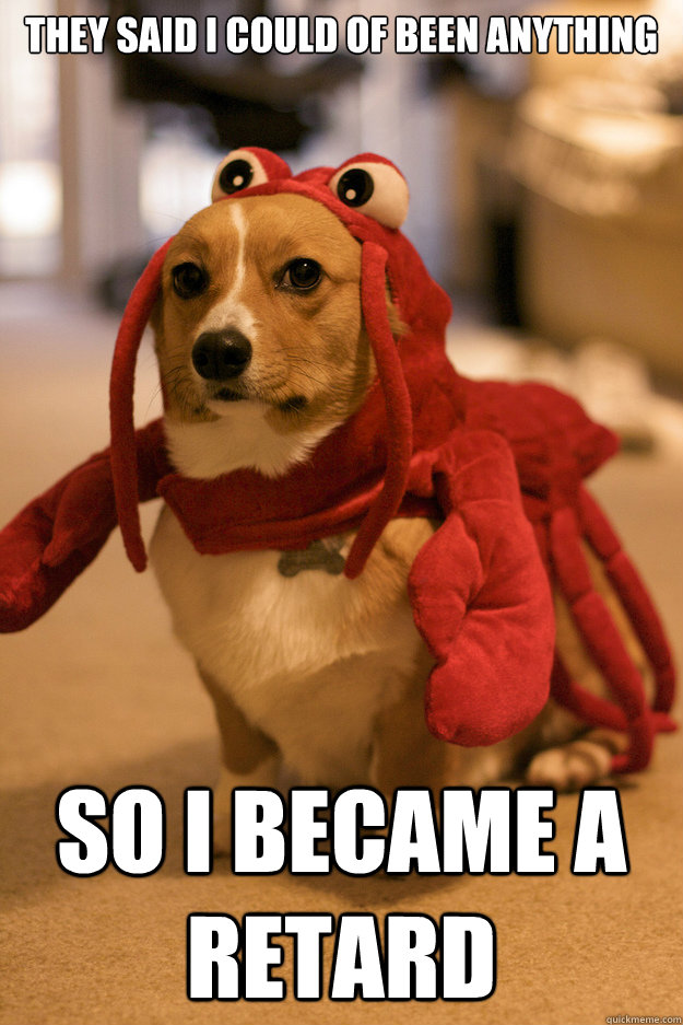 They said I could of been anything so i became a retard  serious lobster dog