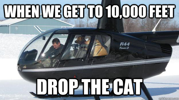 When we get to 10,000 feet drop the cat   