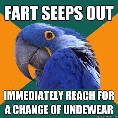 Fart seeps out immediately reach for a change of undewear  Paranoid Parrot