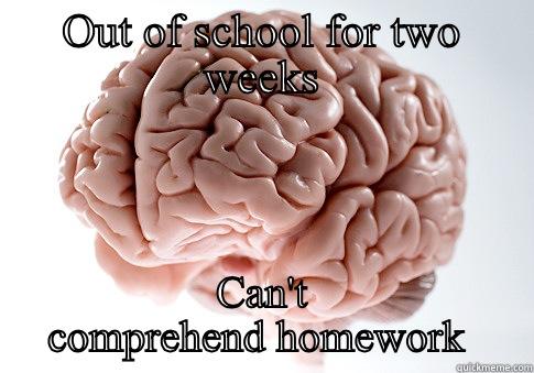 OUT OF SCHOOL FOR TWO WEEKS CAN'T COMPREHEND HOMEWORK  Scumbag Brain