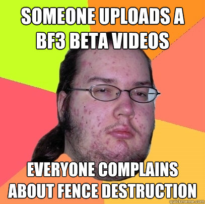 Someone uploads a BF3 Beta videos Everyone complains about fence destruction  Butthurt Dweller