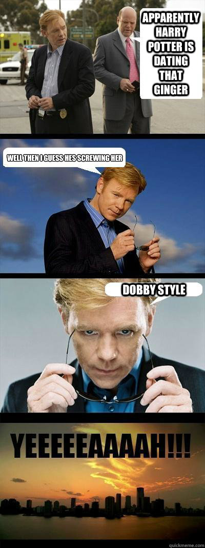 Apparently Harry Potter is dating that Ginger Well then I guess he´s screwing her Dobby Style  Horatio Caine
