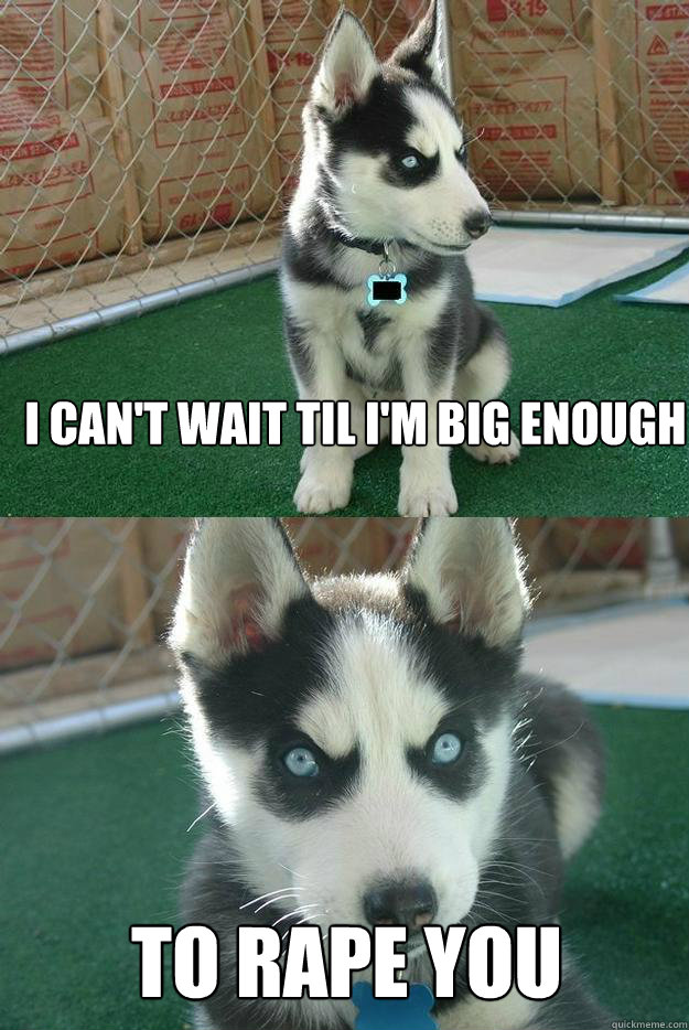 I can't wait til I'm big enough to rape you  Insanity puppy
