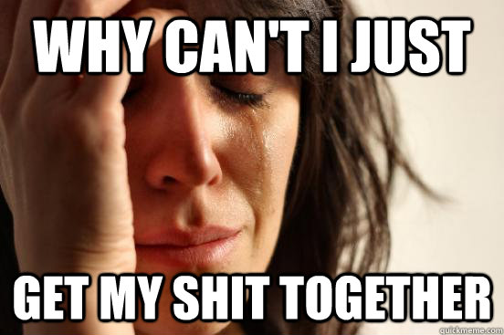 Why can't I just Get my shit together  First World Problems
