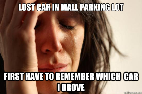 Lost car in mall parking lot First have to remember which  car I drove  First World Problems