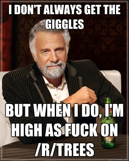 I don't always get the giggles But when I do, I'm high as fuck on /r/trees  The Most Interesting Man In The World