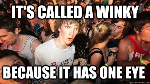 It's called a winky Because it has one eye  Sudden Clarity Clarence