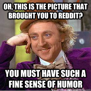 oh, this is the picture that brought you to reddit? You must have such a fine sense of humor  Condescending Wonka