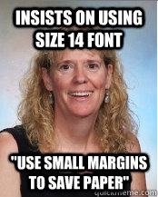 insists on using size 14 font 