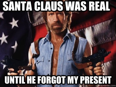 SANTA CLAUS WAS REAL UNTIL HE FORGOT MY PRESENT  