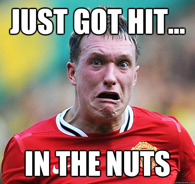 just got hit... in the nuts - just got hit... in the nuts  phil jones meme