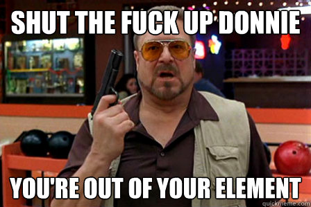 shut the fuck up donnie You're out of your element  Walter - Big Lebowski