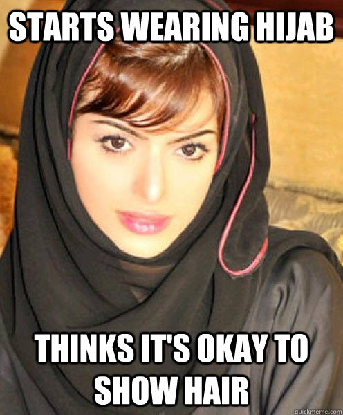 Starts wearing hijab Thinks it's okay to show hair - Starts wearing hijab Thinks it's okay to show hair  Bang-jabi