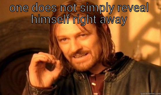 ONE DOES NOT SIMPLY REVEAL HIMSELF RIGHT AWAY  Boromir