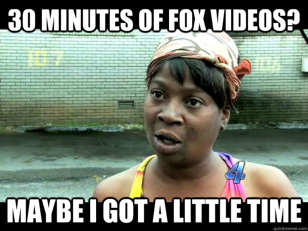 30 minutes of fox videos? Maybe I got a little time  Sweet Brown