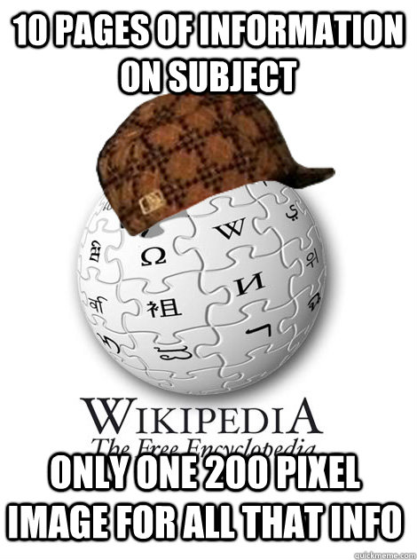 10 pages of information on subject Only One 200 pixel image for all that info  Scumbag wikipedia