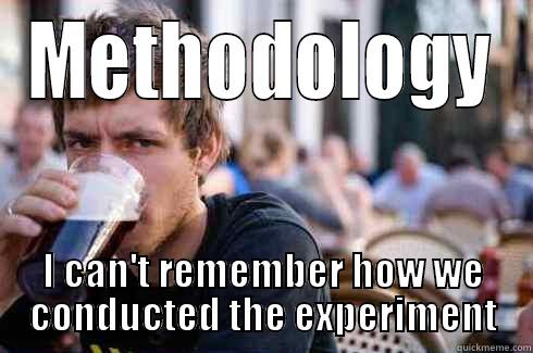 METHODOLOGY I CAN'T REMEMBER HOW WE CONDUCTED THE EXPERIMENT Lazy College Senior