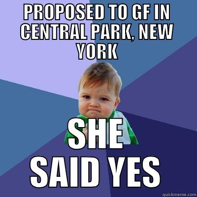 PROPOSED TO GF IN CENTRAL PARK, NEW YORK SHE SAID YES Success Kid