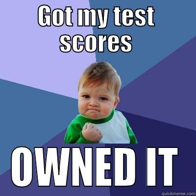 GOT MY TEST SCORES OWNED IT Success Kid