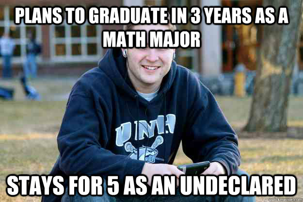 Plans to graduate in 3 years as a math major stays for 5 as an undeclared  Successful College Senior