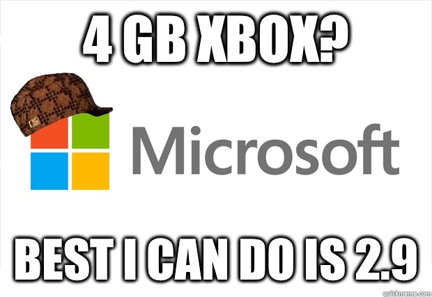 4 GB Xbox?  Best I can do is 2.9  