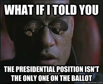 What if i told you The presidential position isn't the only one on the ballot - What if i told you The presidential position isn't the only one on the ballot  brink what if i told you