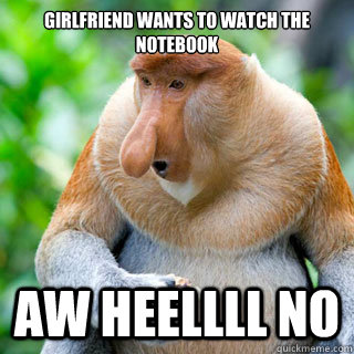 Girlfriend wants to watch The Notebook aw heellll no - Girlfriend wants to watch The Notebook aw heellll no  proboscis monkey