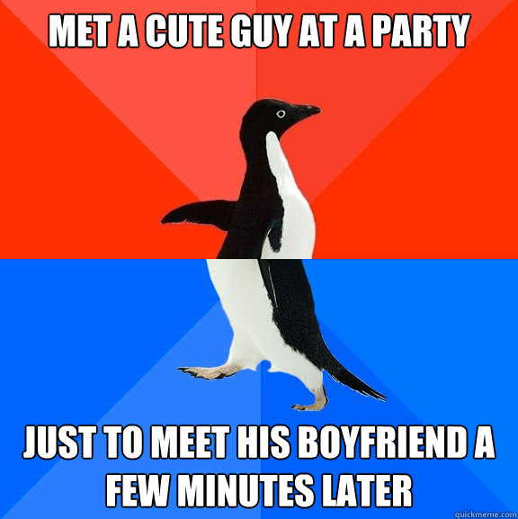 Met a cute guy at a party just to meet his boyfriend a few minutes later  Socially Awesome Awkward Penguin